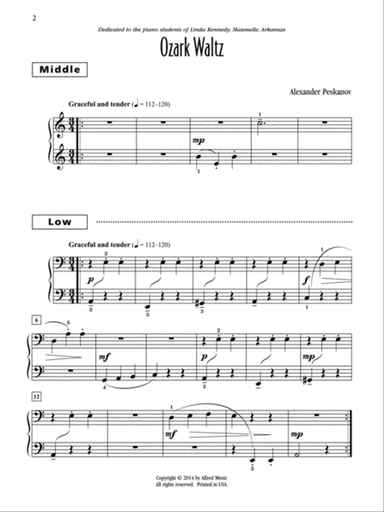 Ozark Waltz - Piano Trio (1 Piano, 6 Hands)