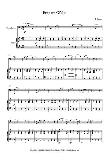 Emperor Waltz - Johann Strauss Jr. (Trombone + Piano)