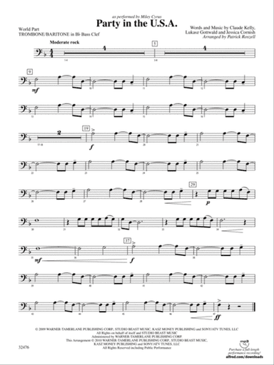 Party in the U.S.A.: (wp) 1st B-flat Trombone B.C.