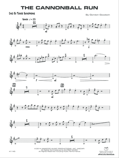 The Cannonball Run: 2nd B-flat Tenor Saxophone