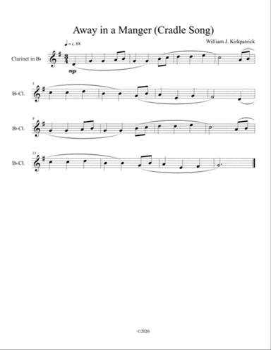 Away in a Manger (Cradle Song) for solo clarinet
