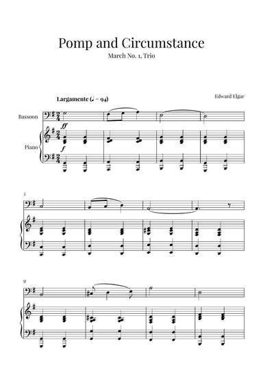 Edward Elgar - Pomp and Circumstance (for Bassoon and Piano)