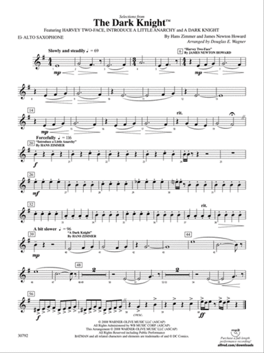 The Dark Knight, Selections from: E-flat Alto Saxophone
