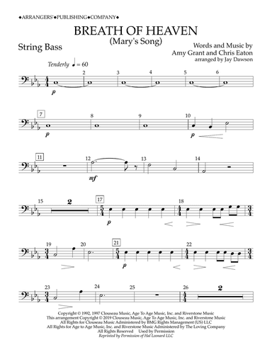 Breath of Heaven (Mary's Song) (arr. Jay Dawson) - String Bass