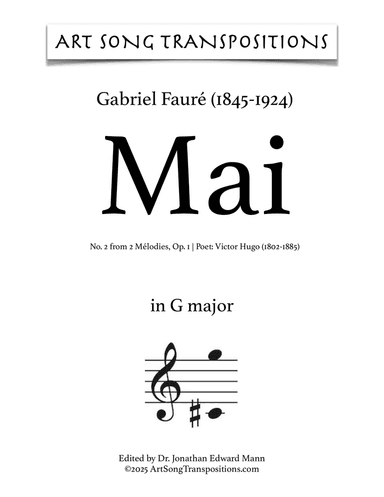 FAURÉ: Mai, Op. 1 no. 2 (transposed to G major)