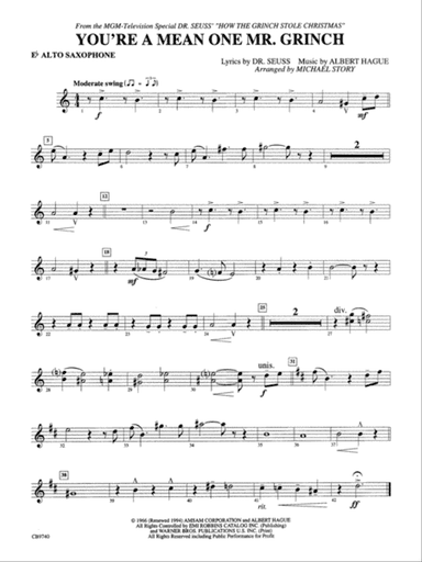 You're a Mean One, Mr. Grinch: E-flat Alto Saxophone