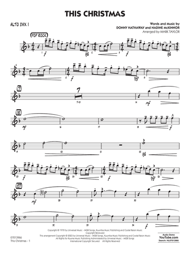This Christmas (Key: Ab) (arr. Mark Taylor) - Alto Sax 1
