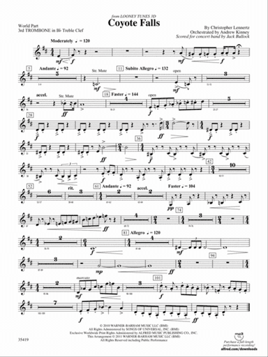 Coyote Falls (from Looney Tunes 3D): (wp) 3rd B-flat Trombone T.C.