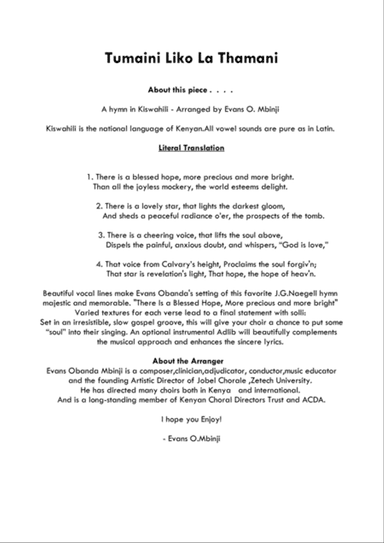 Tumaini Liko La Thamani