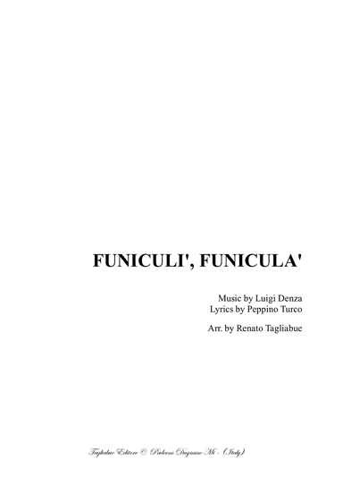 FUNICULI', FUNICULA' - Neapolitan folk song - For SATB Choir