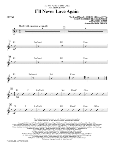 I'll Never Love Again (from A Star Is Born) (arr. Mark Brymer) - Guitar