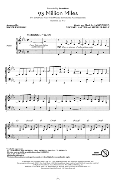 93 Million Miles (arr. Roger Emerson)