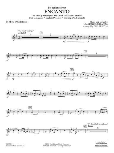 Selections from Encanto (arr. Paul Murtha) - Eb Alto Saxophone 1