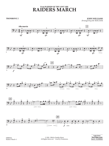 Raiders March (from Raiders Of The Lost Ark) (arr. Jay Bocook) - Trombone 2