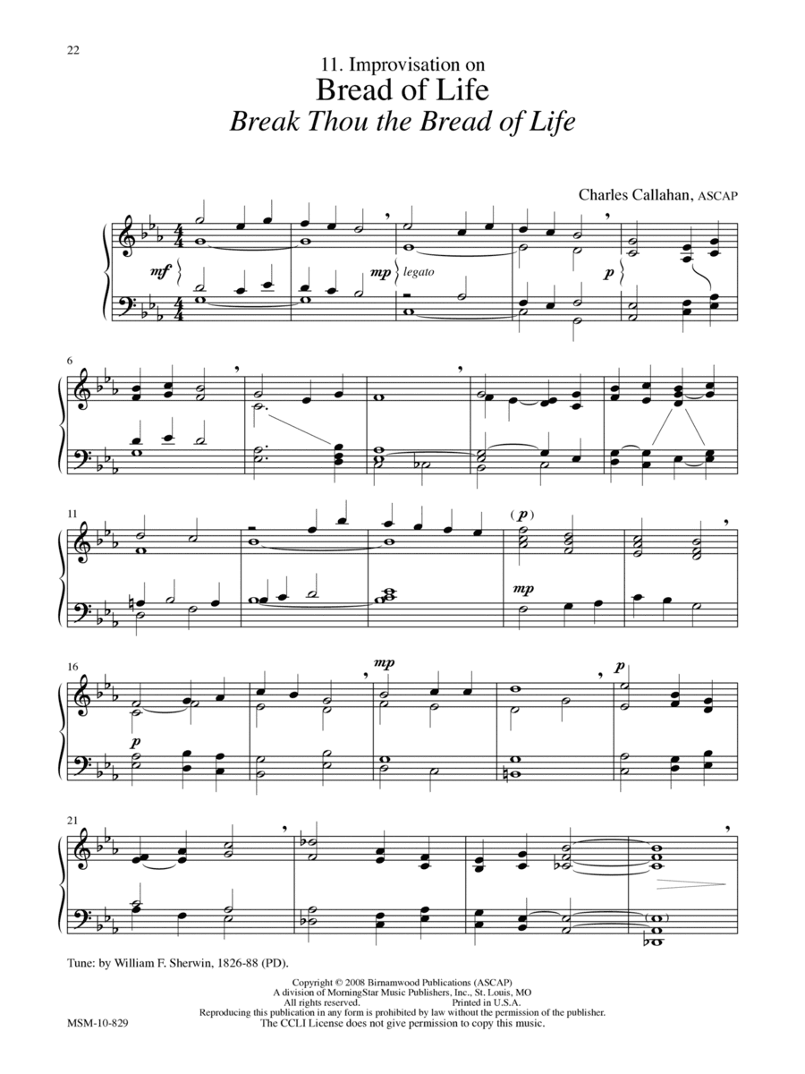Improvisation on Bread of Life (Break Thou the Bread of Life)
