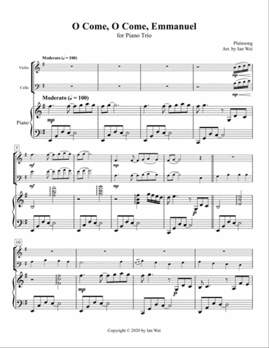 O Come, O Come, Emmanuel for Piano Trio