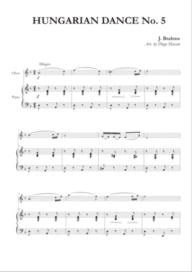 Hungarian Dance No. 5 for Oboe and Piano