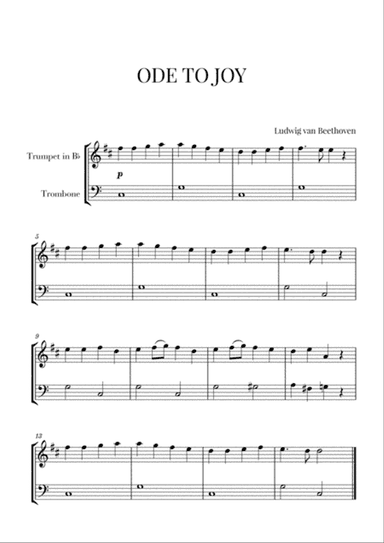 Beethoven - Ode to Joy (for Trumpet and Trombone)