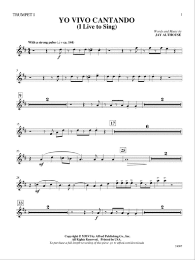Yo Vivo Cantando (I Live to Sing): 1st B-flat Trumpet