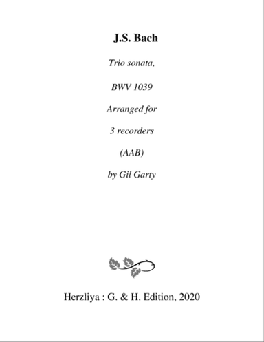 Trio sonata, BWV 1039 (arrangement for 3 recorders)