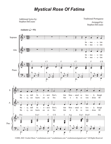 Mystical Rose Of Fatima (2-part choir - (SA)