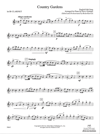 Country Gardens: 1st B-flat Clarinet