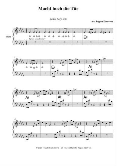 Macht hoch die Tür - pedal harp solo