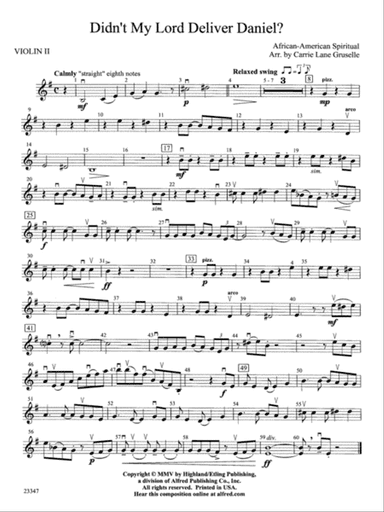 Didn't My Lord Deliver Daniel?: 2nd Violin