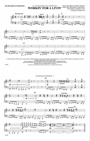 Workin' for a Livin': Piano Accompaniment