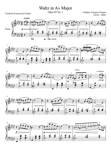 Waltz Opus 69 No. 1 in Ab Major