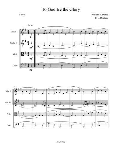 To God Be the Glory (String Quartet)