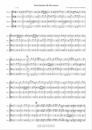 The Trout (4th movement) for Bassoon Quartet