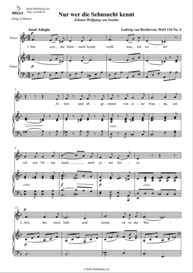 Nur wer die Sehnsucht kennt, WoO 134 No. 4 (D minor)