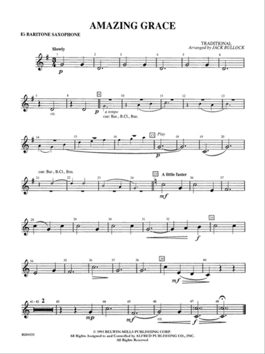 Amazing Grace: E-flat Baritone Saxophone
