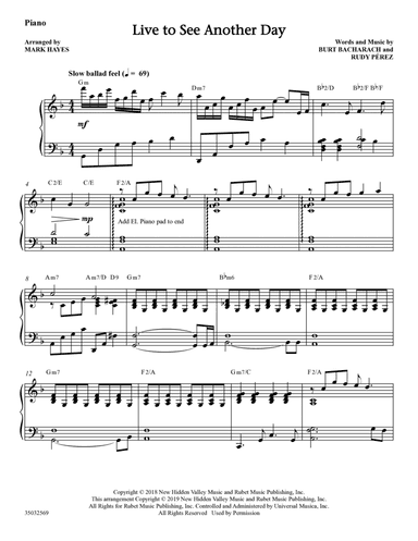 Live to See Another Day (arr. Mark Hayes) - Piano