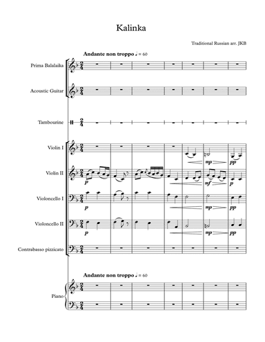 Kalinka (for strings, piano, percussion)