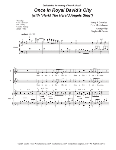 Once In Royal David's City (with "Hark! The Herald Angels Sing") (SATB)