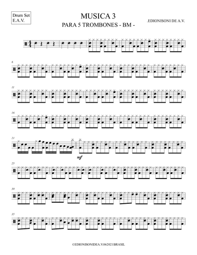 MUSICA 3 - PARA 5 TROMBONES- Drum Set