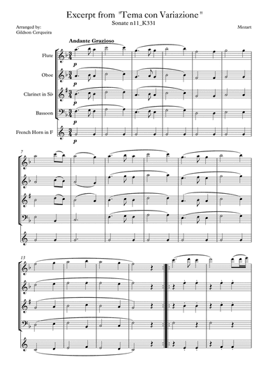 Excerpt from sonate k331 - "Tema con Variazione"
