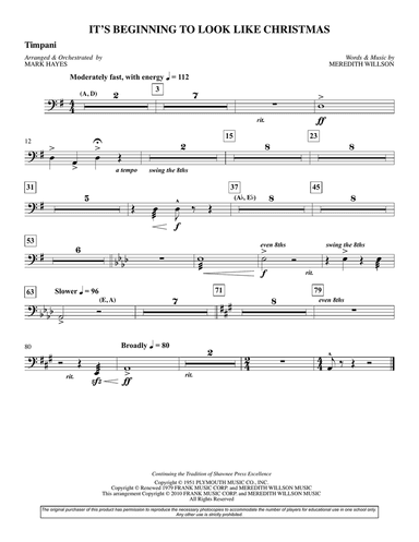 It's Beginning To Look Like Christmas (arr. Mark Hayes) - Timpani