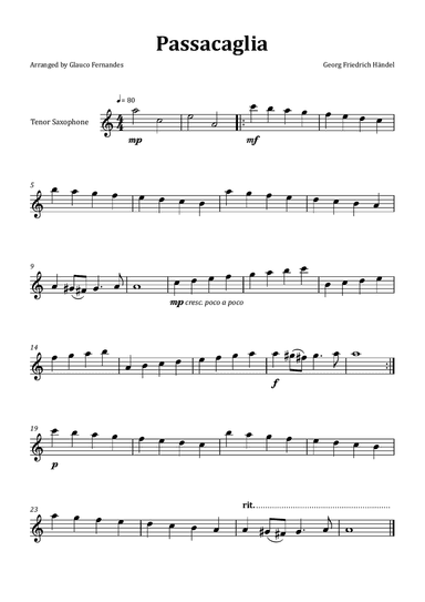 Passacaglia by Handel/Halvorsen - Tenor Saxophone Solo