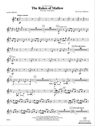 The Rakes of Mallow (from the Irish Suite): 1st B-flat Cornet