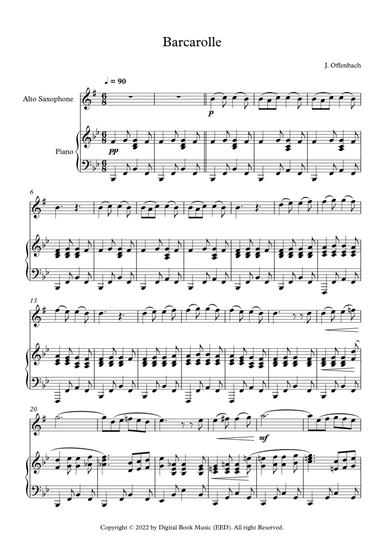 Barcarolle - Jacques Offenbach (Alto Sax + Piano)