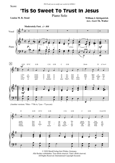 'Tis So Sweet To Trust In Jesus