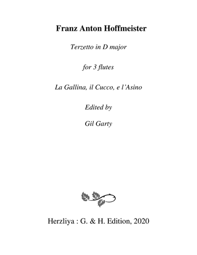 Terzetto for 3 flutes in D major "La Gallina, il Cucco e l'Asino"