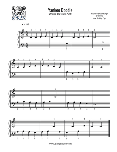 Yankee Doodle (Easy Piano Solo)