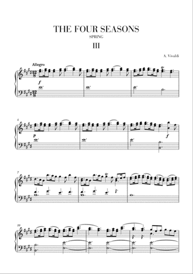VIVALDI: The Four Seasons - Spring - 3rd mov. - Advanced Intermediate Piano