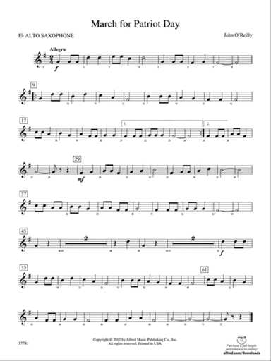 March for Patriot Day: E-flat Alto Saxophone