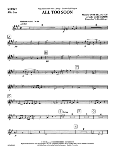 All Too Soon: 2nd E-flat Alto Saxophone