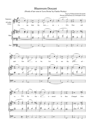 Blaenwern (Love Divine, all Loves Excelling) Descant for Choir & Organ/Keyboard